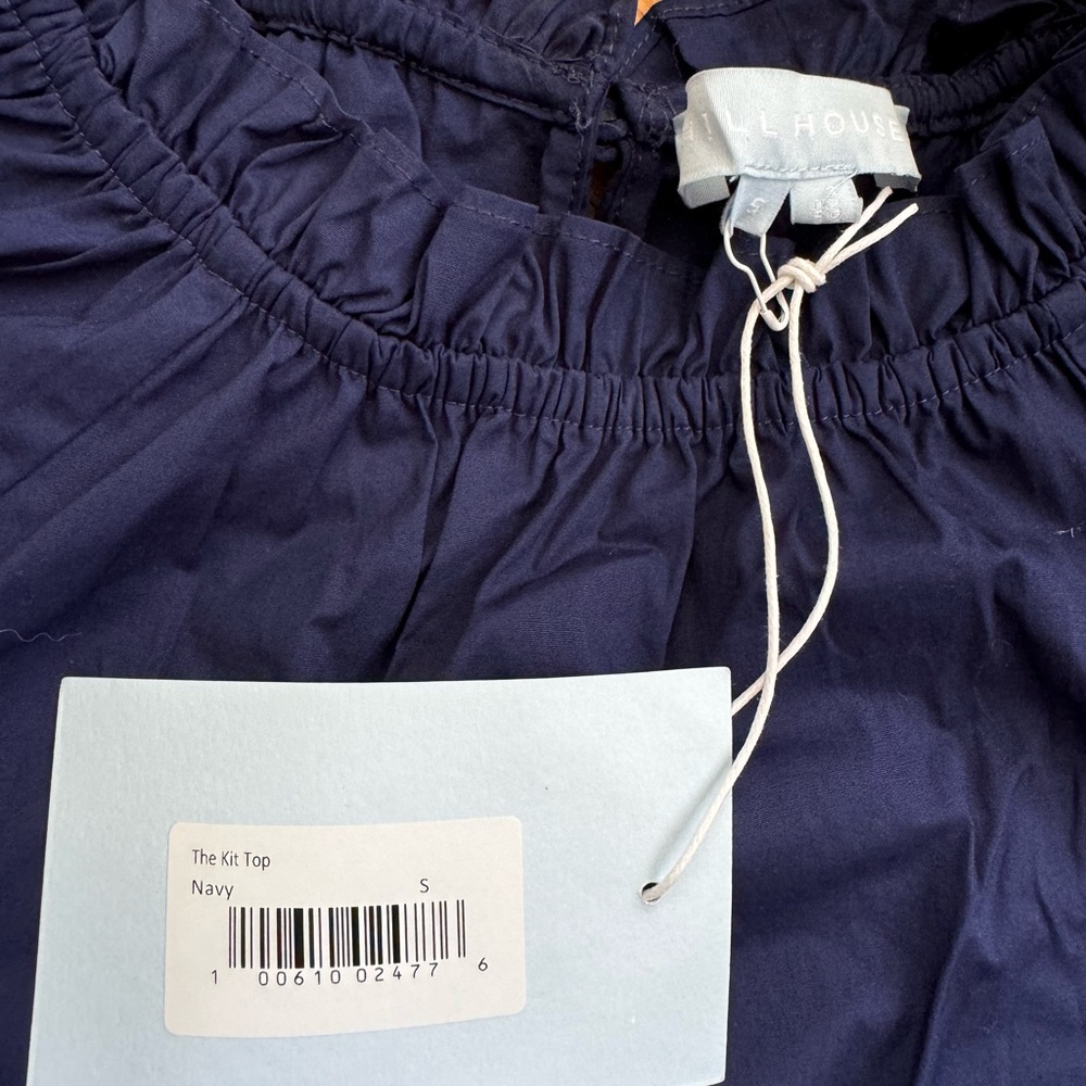 Hill House The Kit Top Navy Poplin NWT Size Small